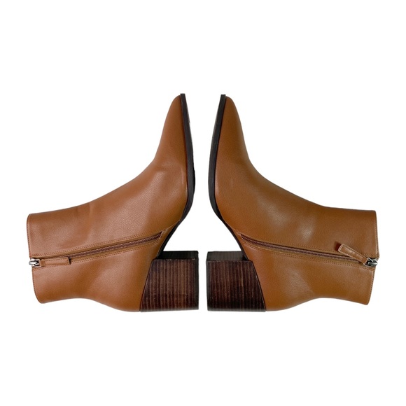 Linea Paolo Women size 11 Sadie Boots Block Heel Pointy Toe Cognac Brown Booties - Picture 11 of 15